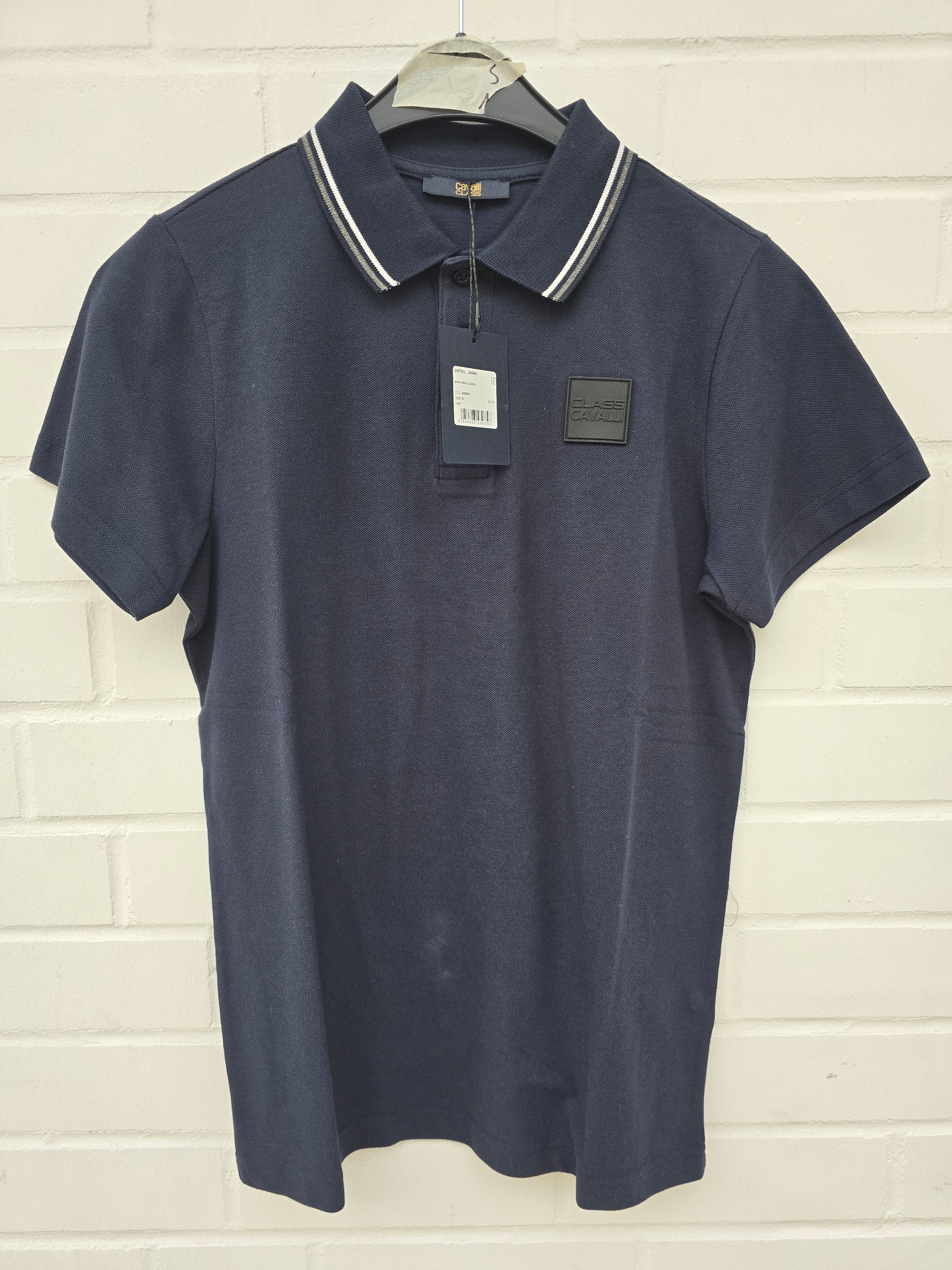(Stange1) Cavalli Class Poloshirt navyblau Lederemblem