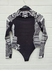 (Stange2) Carlo Colucci Damen Body schwarz weiß muster Gr XS