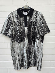 Carlo Colucci Poloshirt schwarz weiß muster Gr L