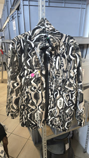 Carlo Colucci Teddyjacke Muster schwarz weiß Gr L mit Fehler