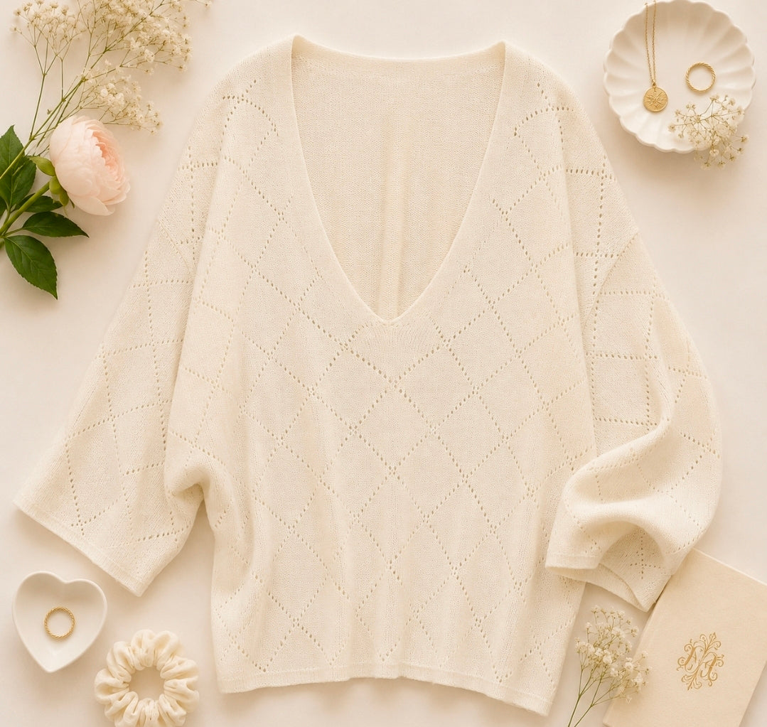 Feinstrick Sommer Pullover leicht locker hellblau,rosa,creme,weiß