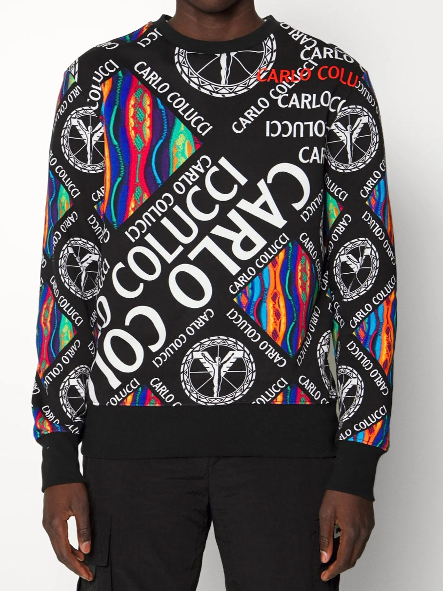 Carlo Colucci Sweatshirt Pullover schwarz bunt -11-