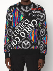 Carlo Colucci Sweatshirt Pullover schwarz bunt -11-