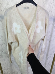 Blumen Kuschel Cardigan creme