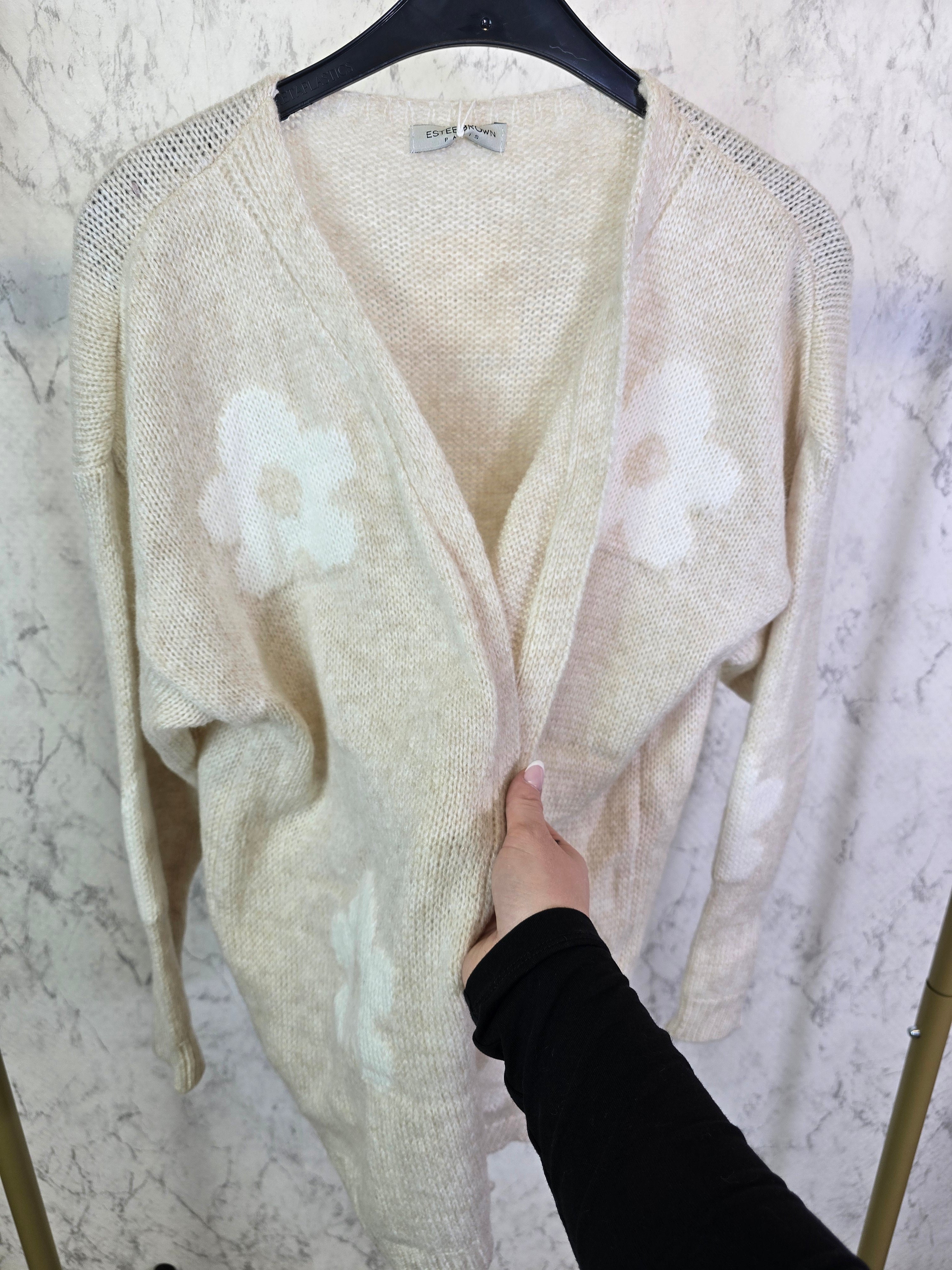 Blumen Kuschel Cardigan creme