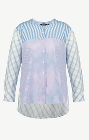 (U9) Ulla popken Hemd Blau/Lila/weiß 800488 800