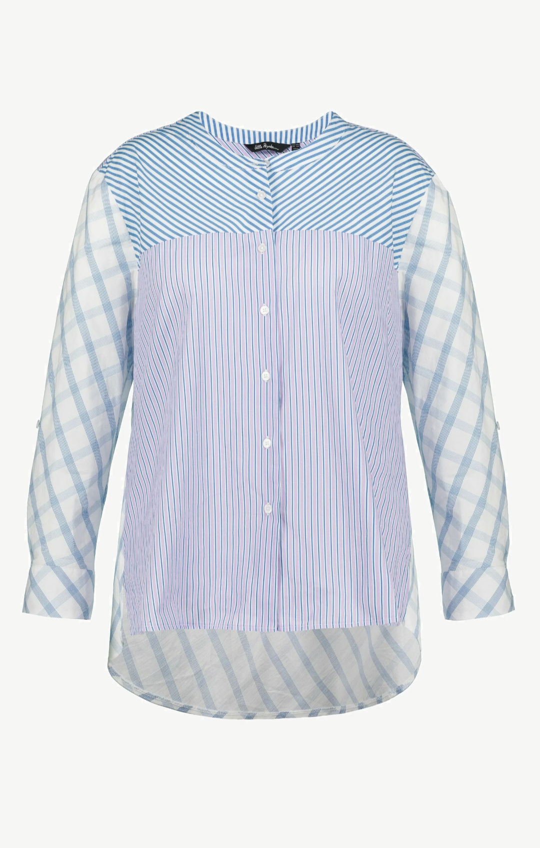 (U9) Ulla popken Hemd Blau/Lila/weiß 800488 800