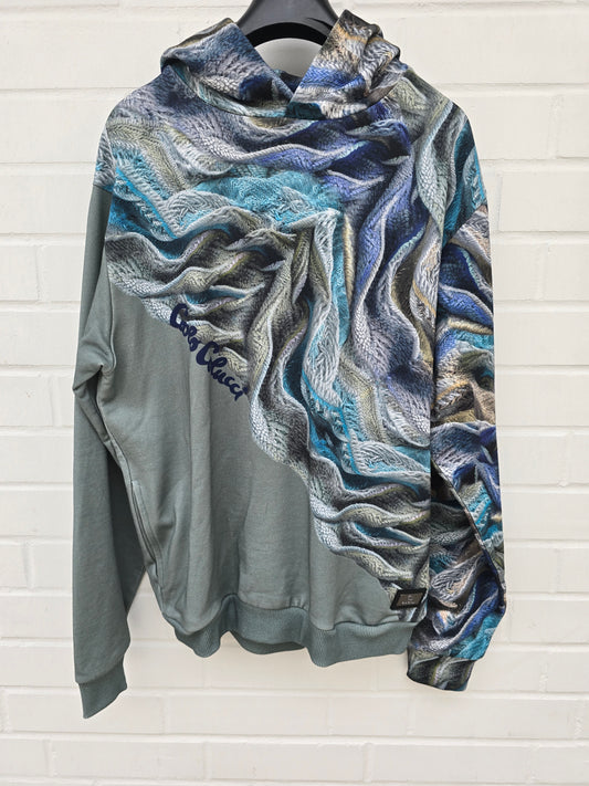 (88) Carlo Colucci Hoodie blau 3d muster M-L