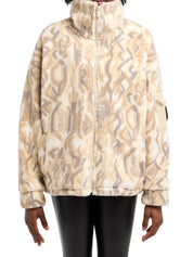 (144) Carlo Colucci Teddyjacke beige muster unisex Jacke