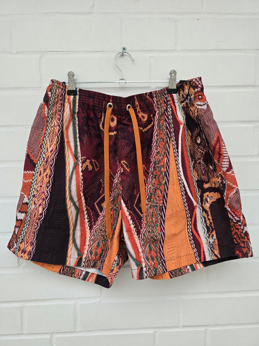 (Stange2) Carlo Colucci Badehose muster orange braun Gr M