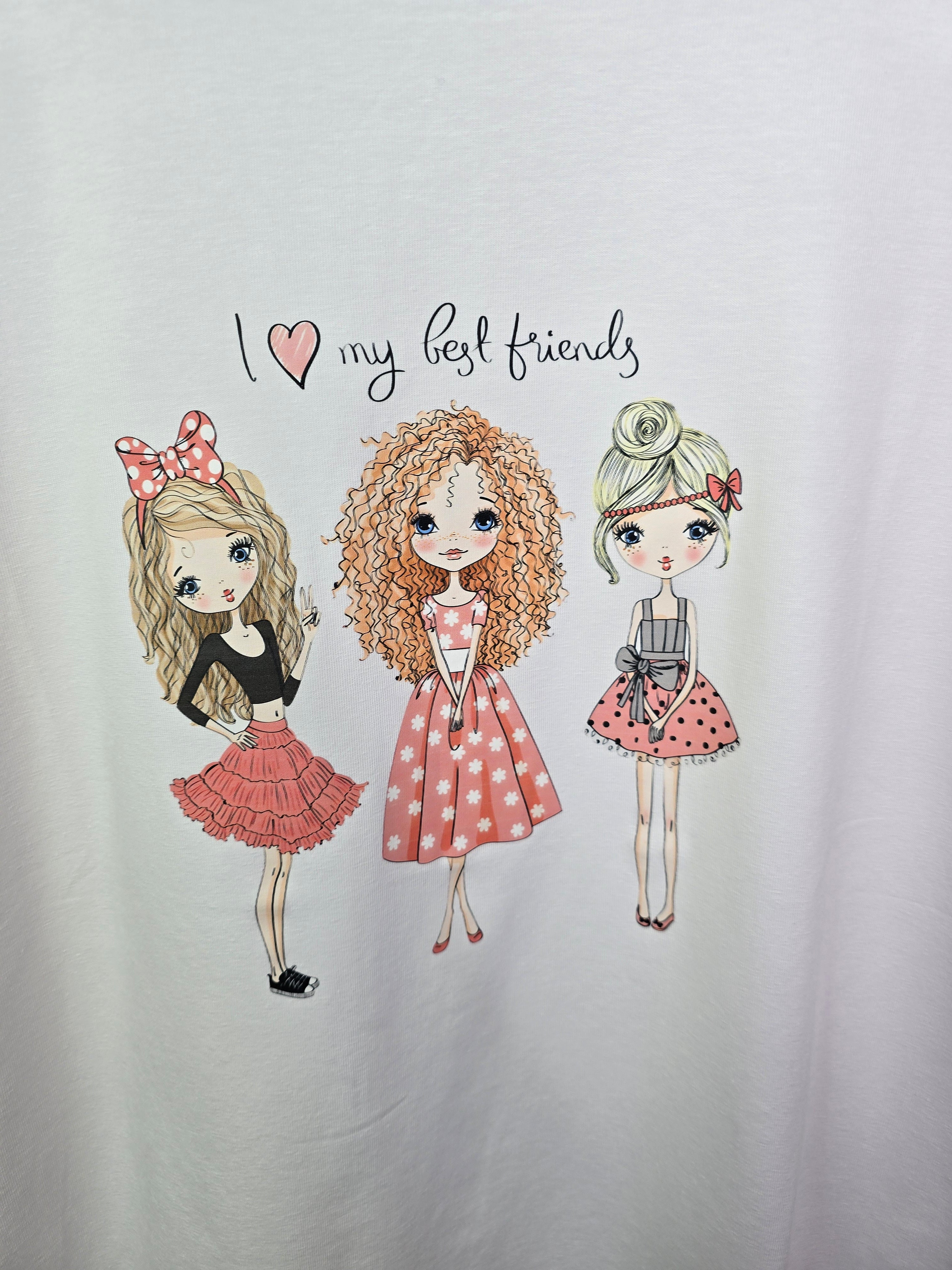 (43) Tshirt Damen weiß Freundinnen "I love my friends"