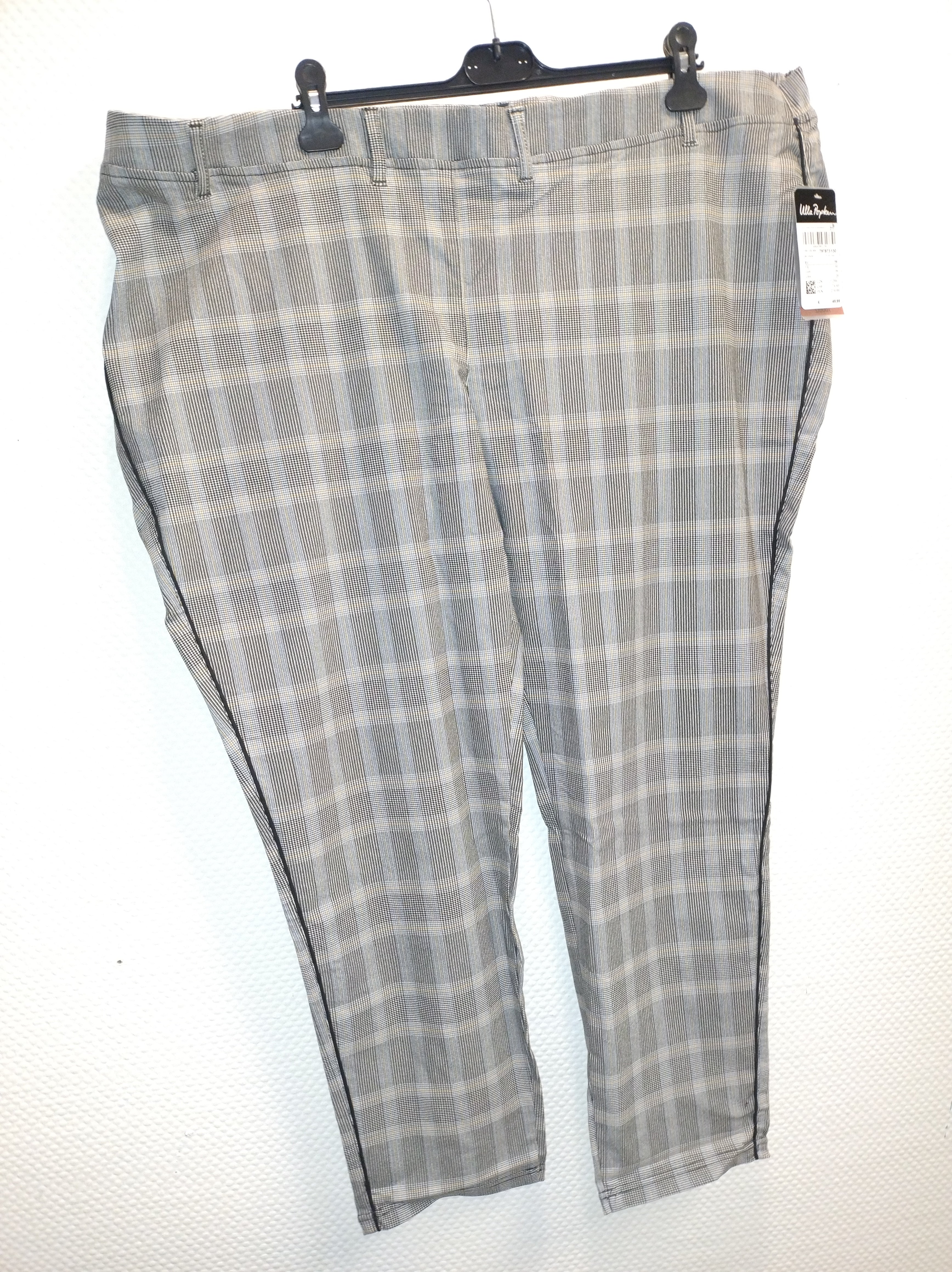 (U43) Ulla Popken Hose grau kariert 797873 130