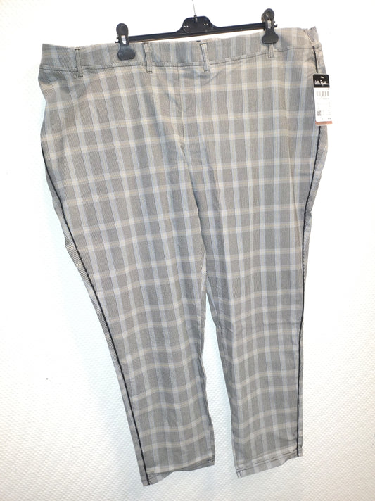 (U43) Ulla Popken Hose grau kariert 797873 130