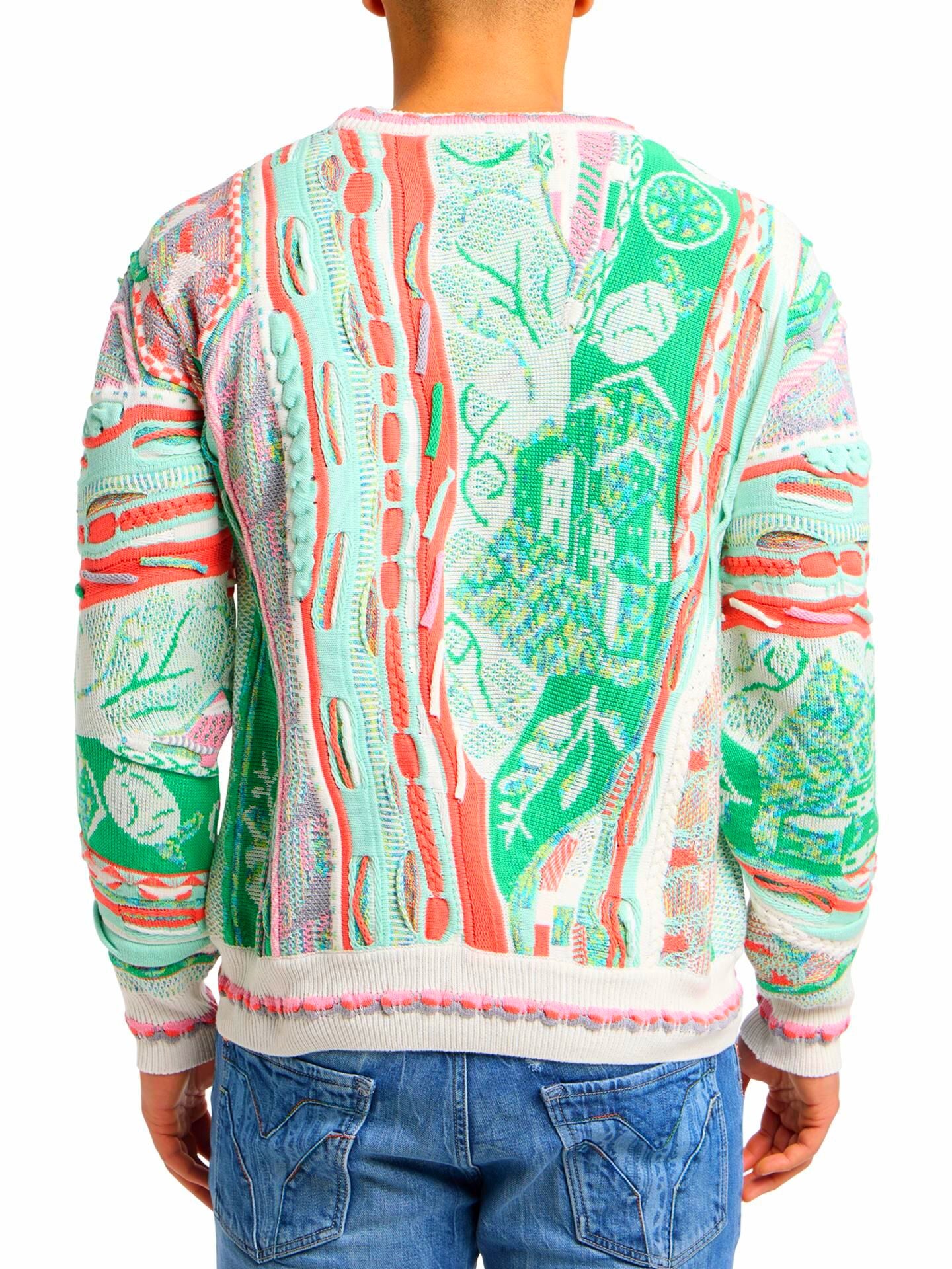 (187) Carlo Colucci 3D Strickpullover Pullover grün bunt C12507 COL 471
