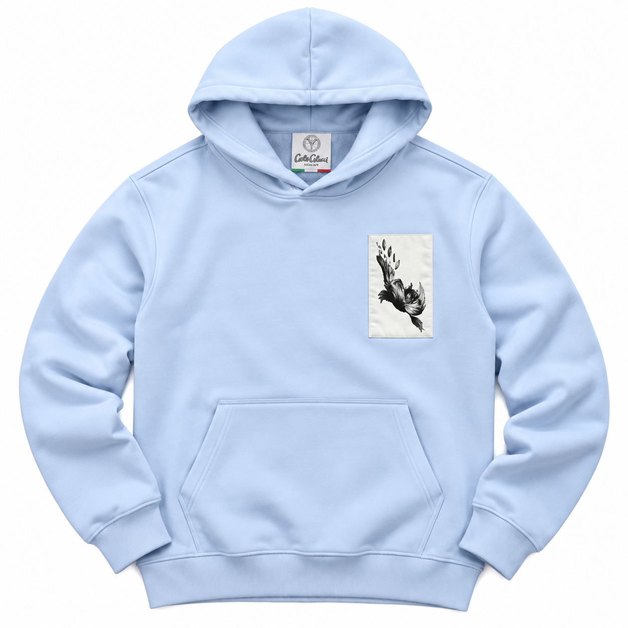 Carlo Colucci Hoodie Sweatshirt babyblau schwarz hellblau C6211 C7021