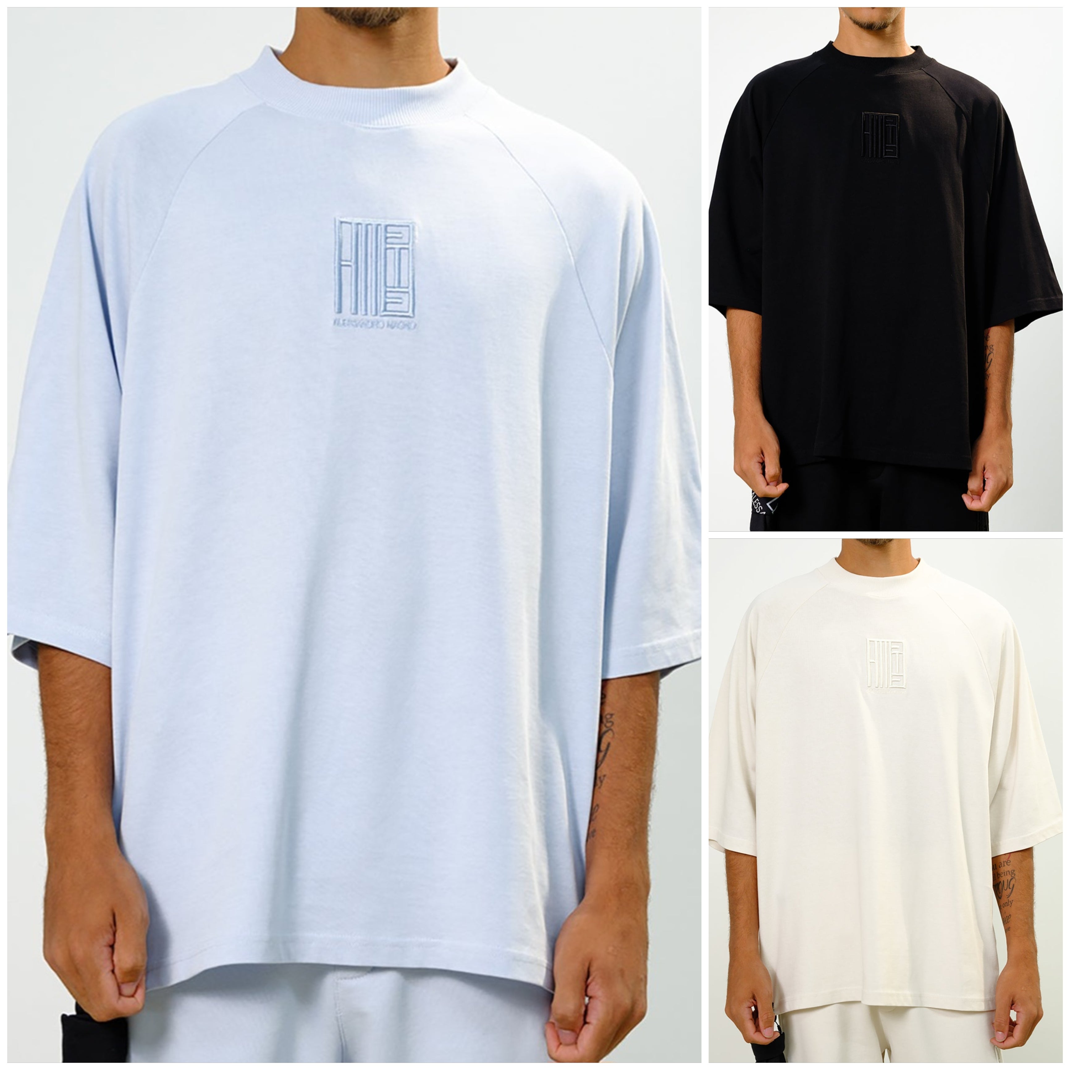 Alessandro Magno Tshirt Core New Collection 2025 hellblau schwarz cremeweiß