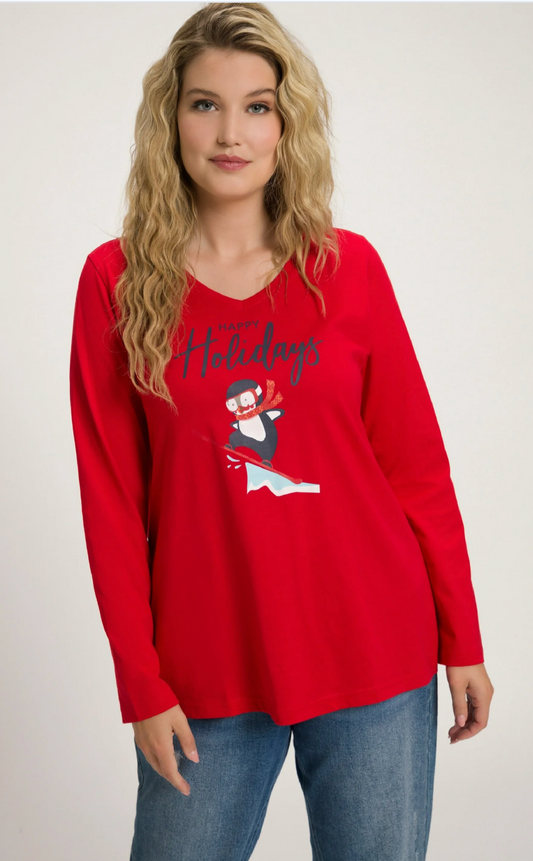 (U30) Ulla Popken Langarmshirt Rot 812673 530