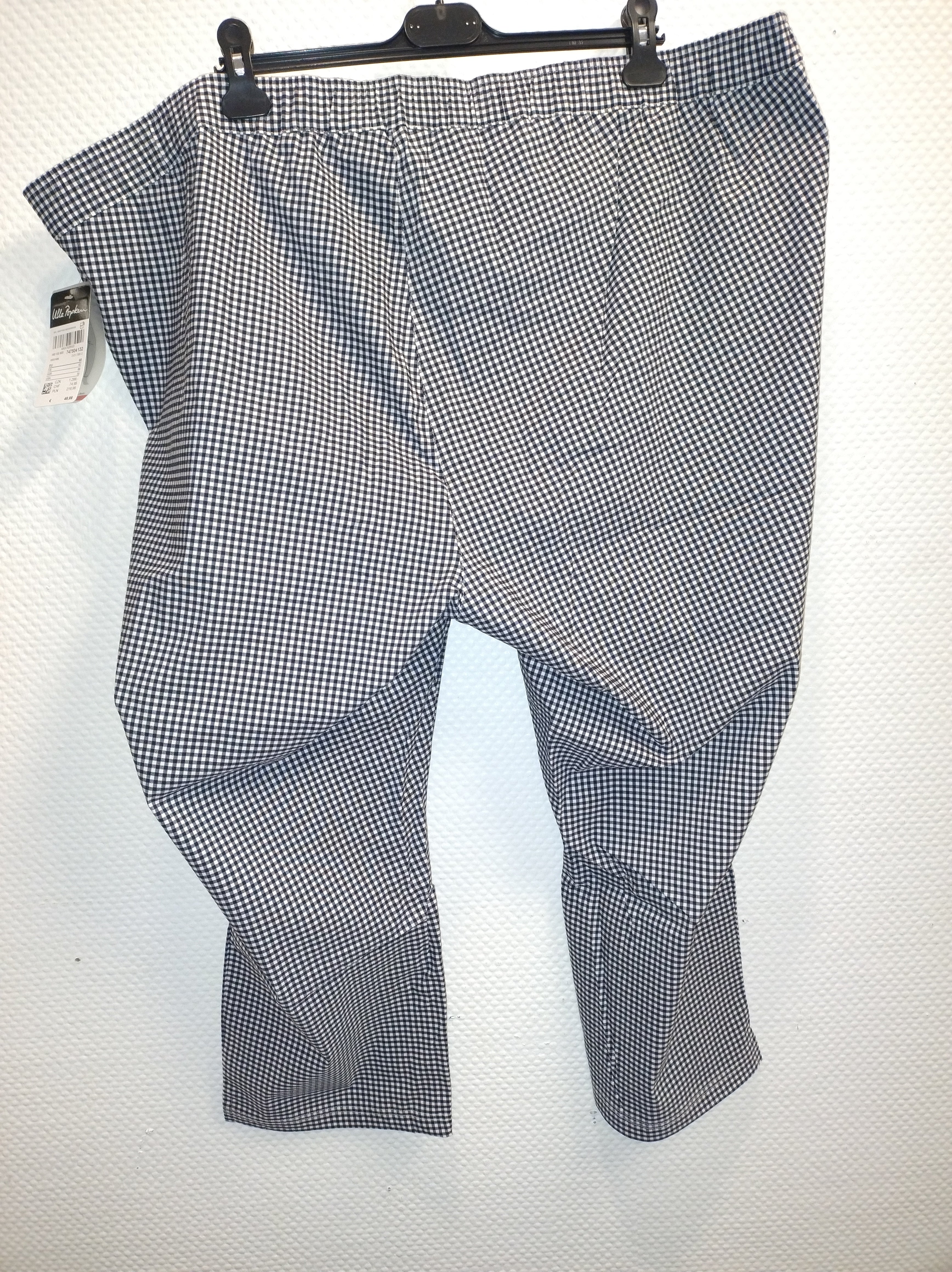 (U36) Ulla Popken Hose schwarz/ weiß kariert 747504 132