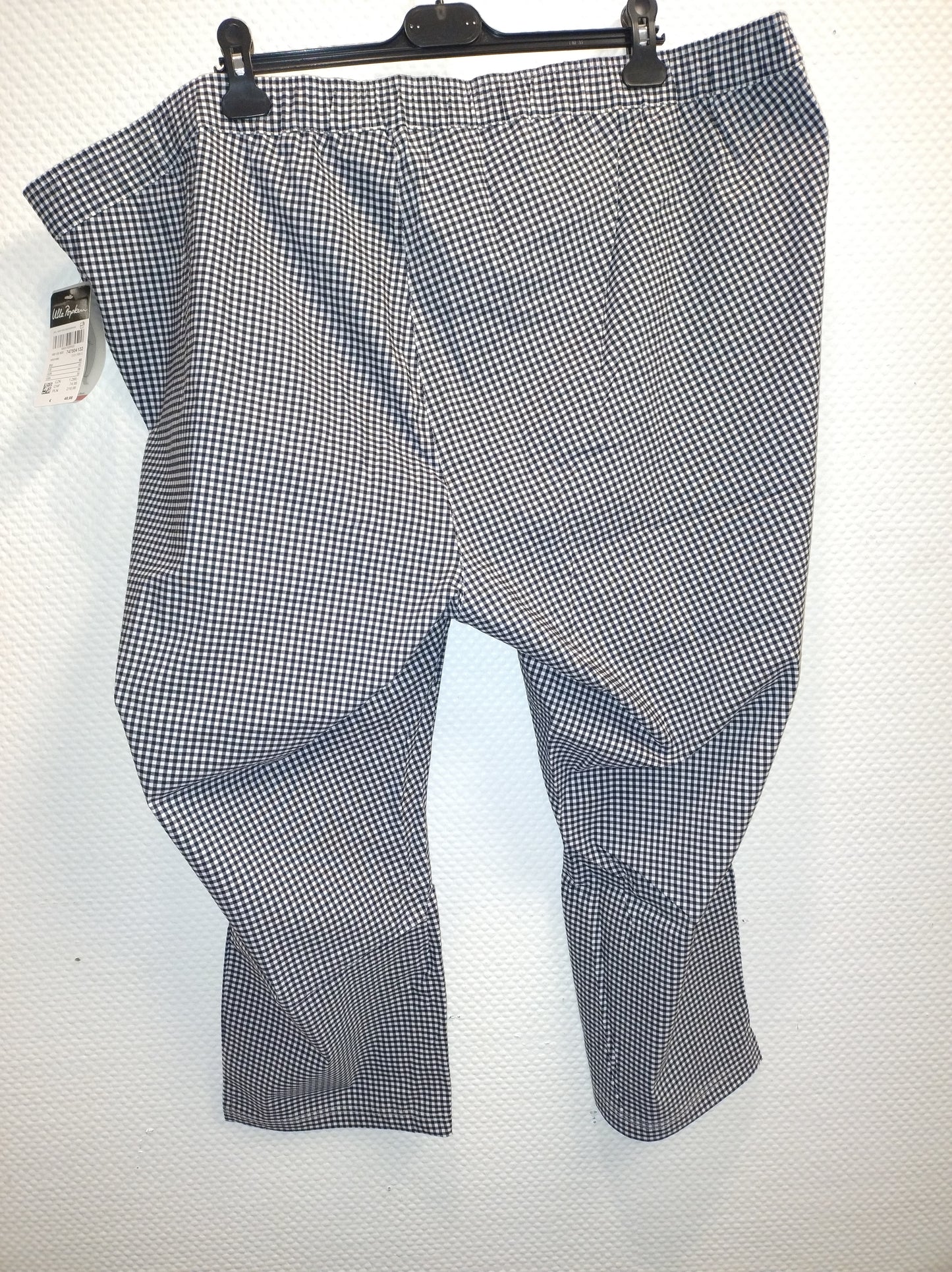 (U36) Ulla Popken Hose schwarz/ weiß kariert 747504 132