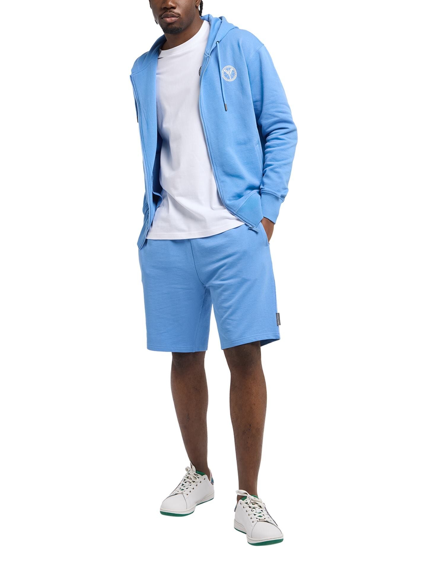 Carlo Colucci ANZUG Sweatjacke + Short hellblau