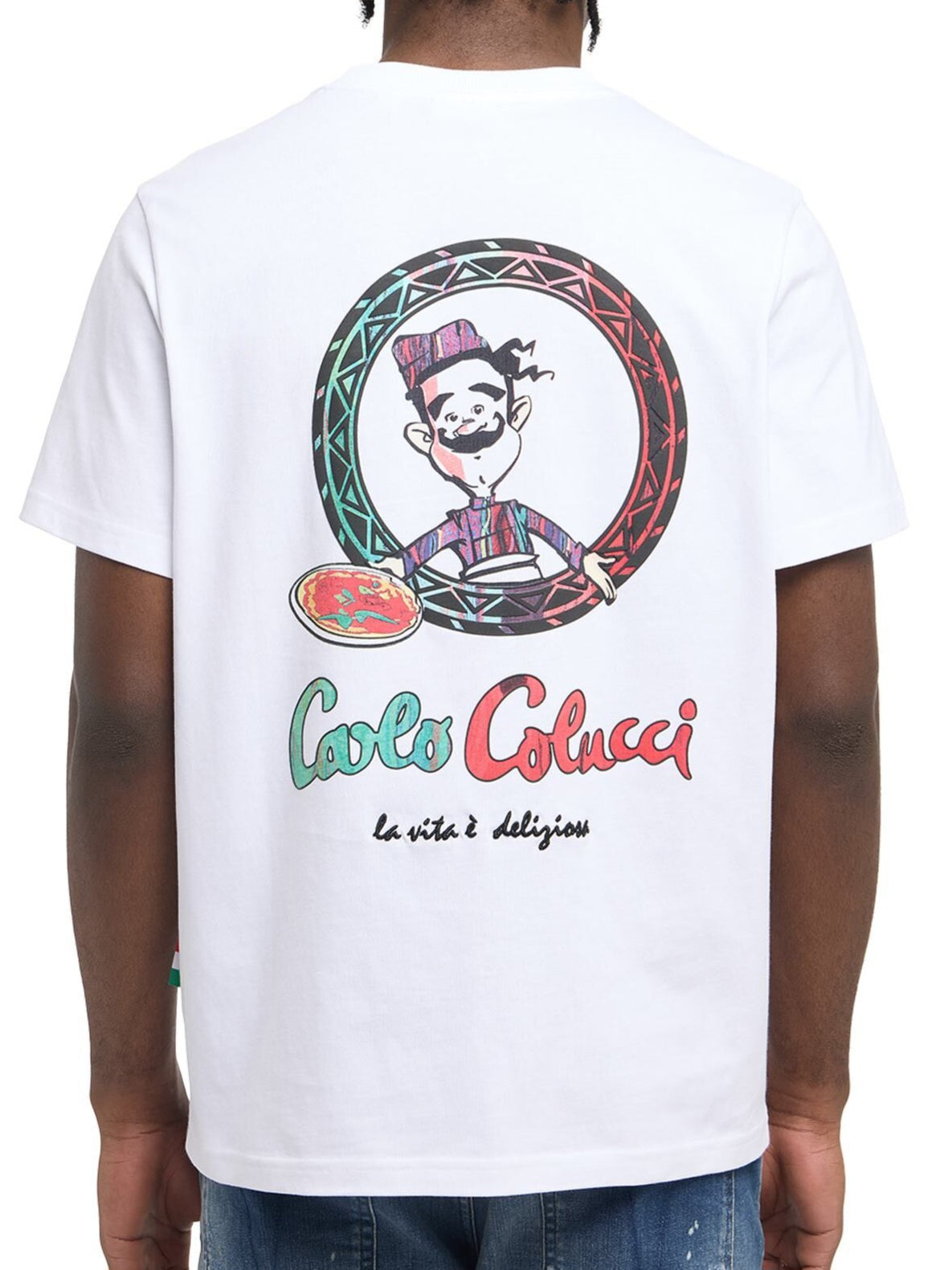 (30) Carlo Colucci T Shirt unisex weiß Pizza oversize