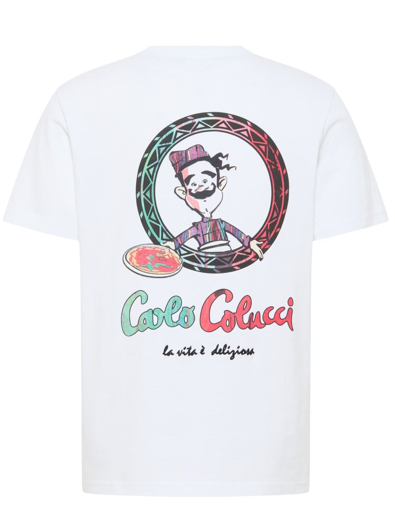 (30) Carlo Colucci T Shirt unisex weiß Pizza oversize