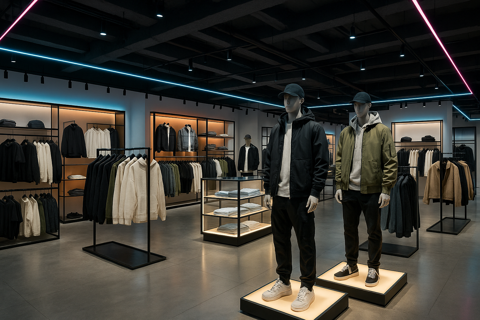 UHD Bild Urban Bekleidungsgeschäft Leds hell moderne Kleidung