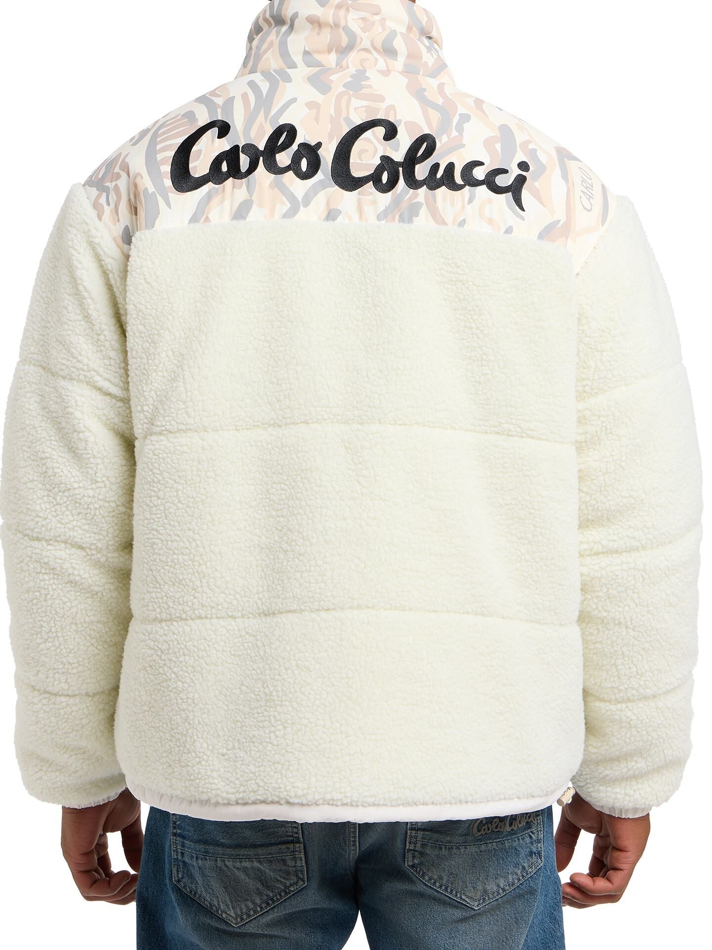 (8016) Carlo Colucci Jacke creme Muster teddy CC-C8016-59