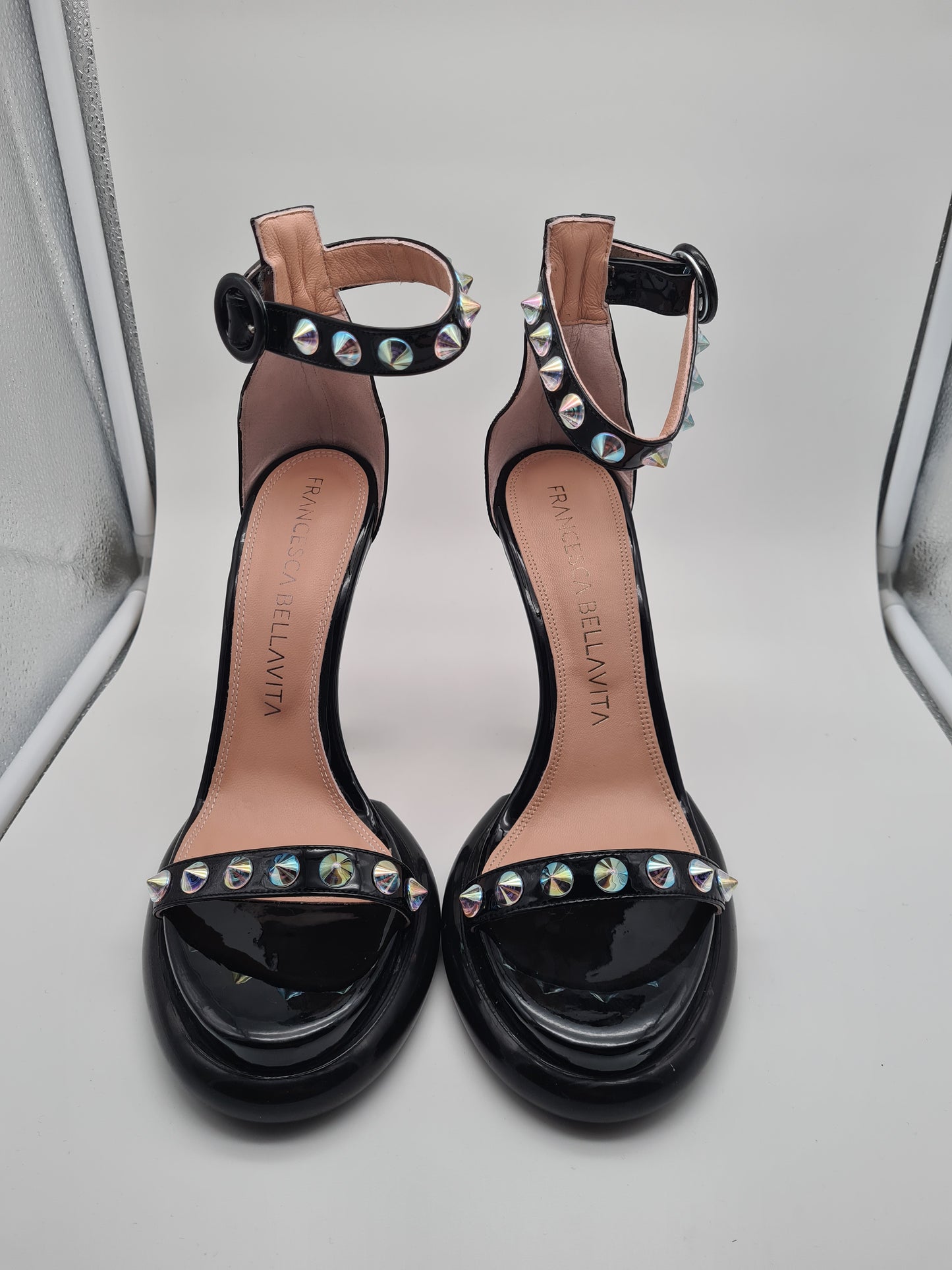 Francesca Bellavita Dea Pantolette hoch High Heels Pumps Sandalen Strass