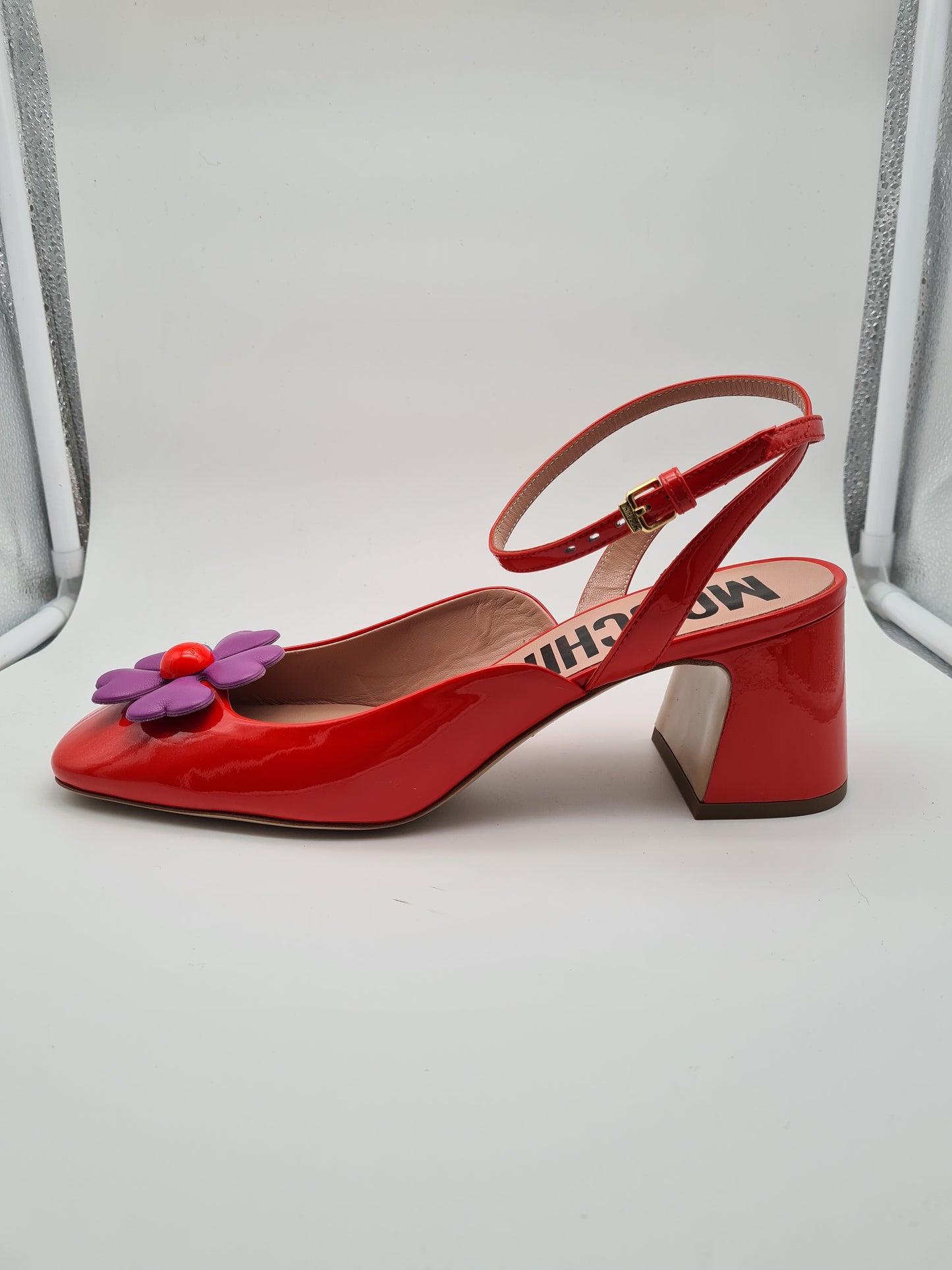 MOSCHINO talons hauts fleur fleur rouge rose