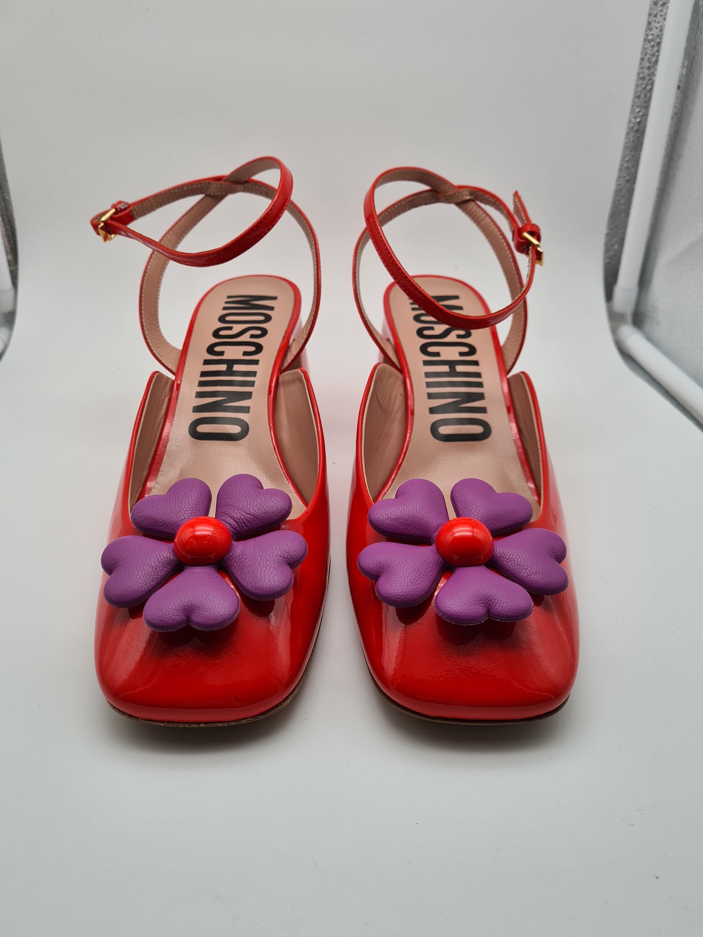 MOSCHINO talons hauts fleur fleur rouge rose