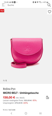 REJINA PIYO Umhängetasche Mini Bauchtasche Grainy Leather Hot Pink